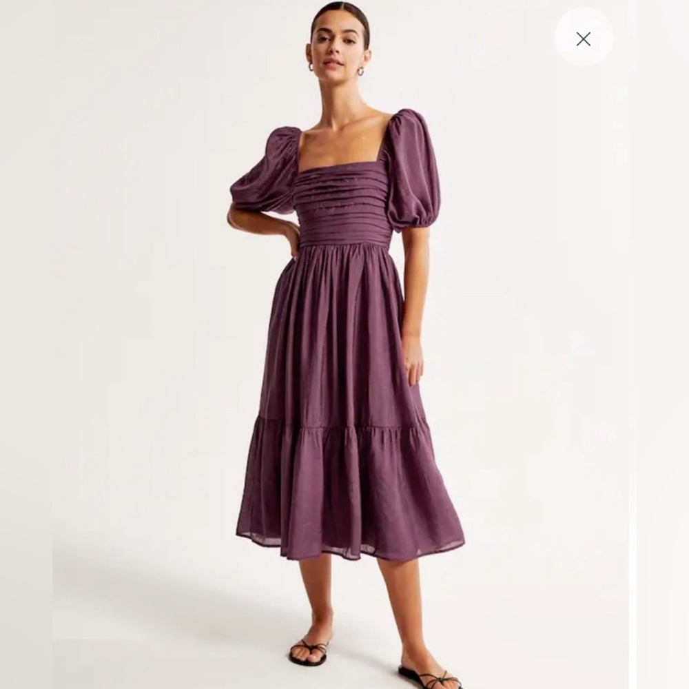 Abercrombie Emerson Floaty Puff Sleeve Midi Dress